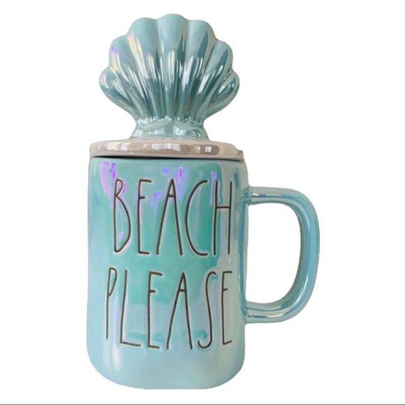 🆕Rae Dunn | ‘BEACH PLEASE’ Mug with Seashell Topper - Picture 4 of 16